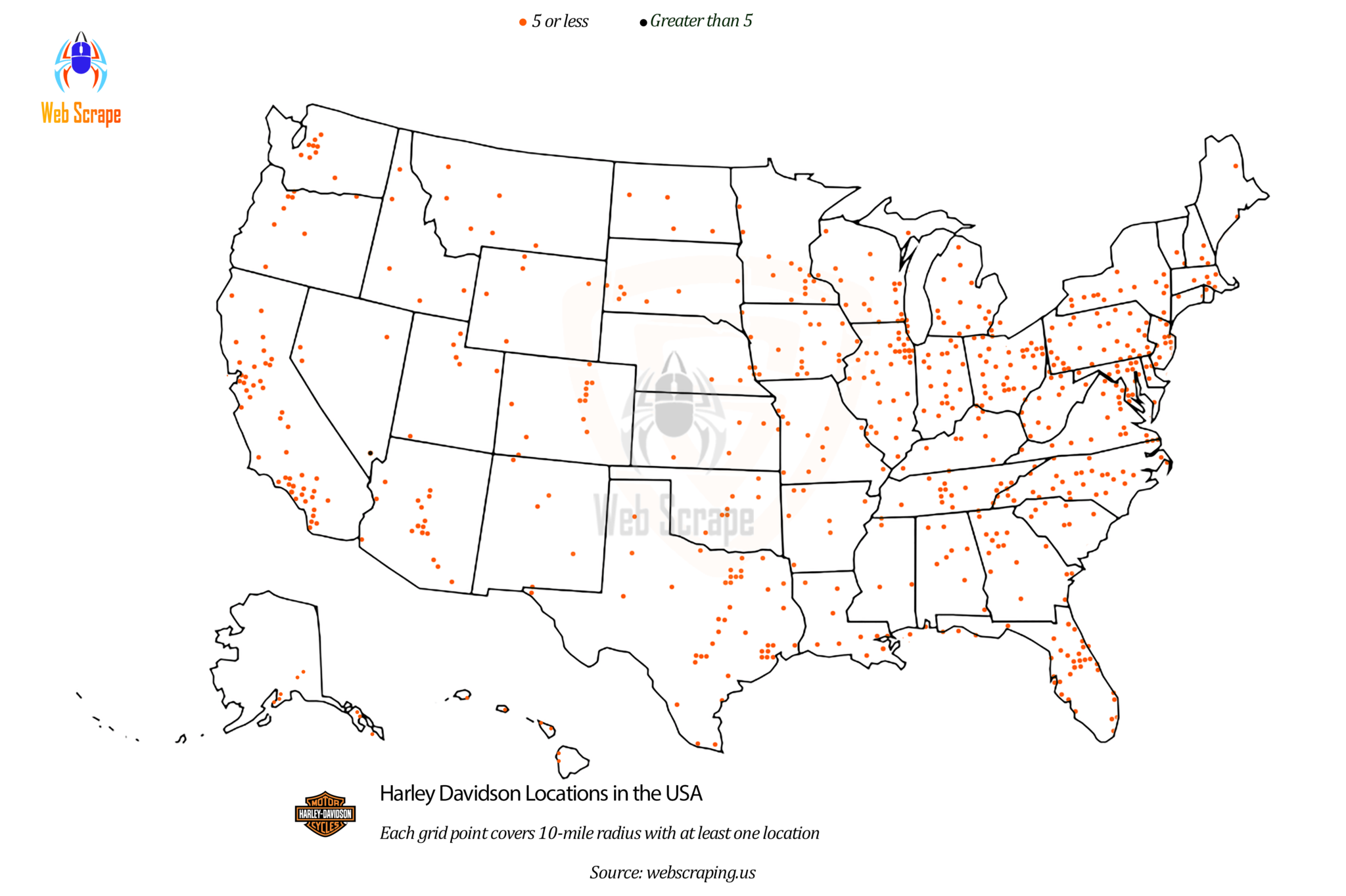 Raising Cane's vs Harley-Davidson store locations